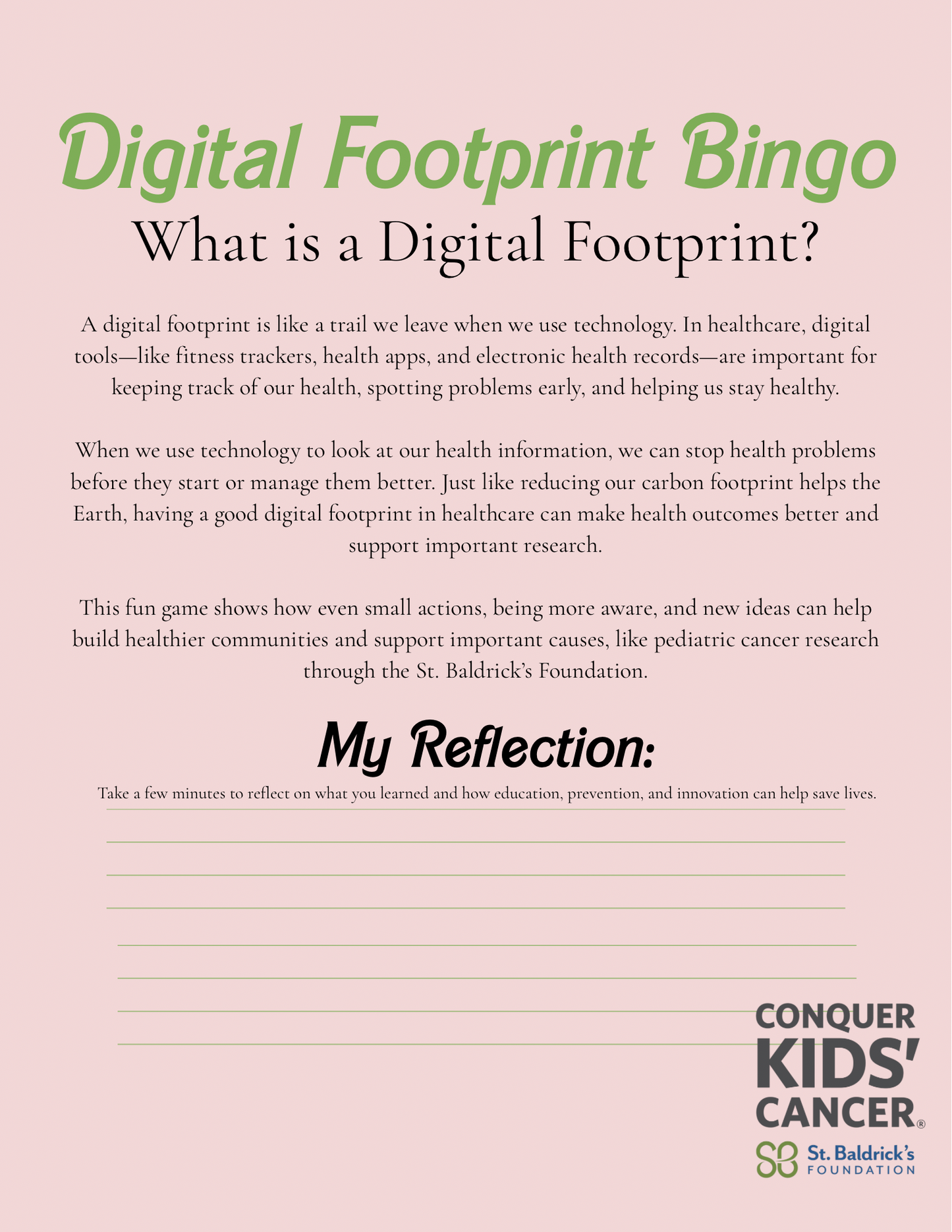 The Mindful Daily + St. Baldrick’s Digital Footprint Bingo