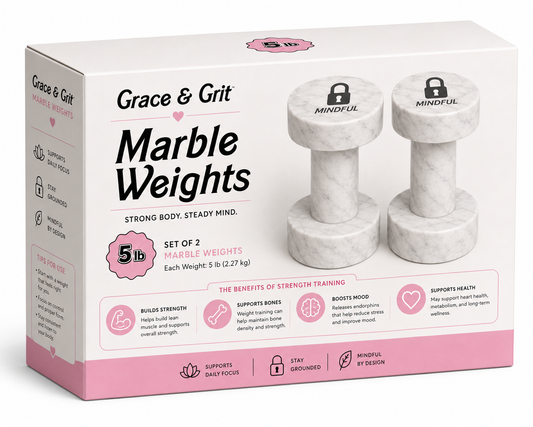 Grace & Grit Marble Weight Set – 2 x 5 lb Dumbbells
